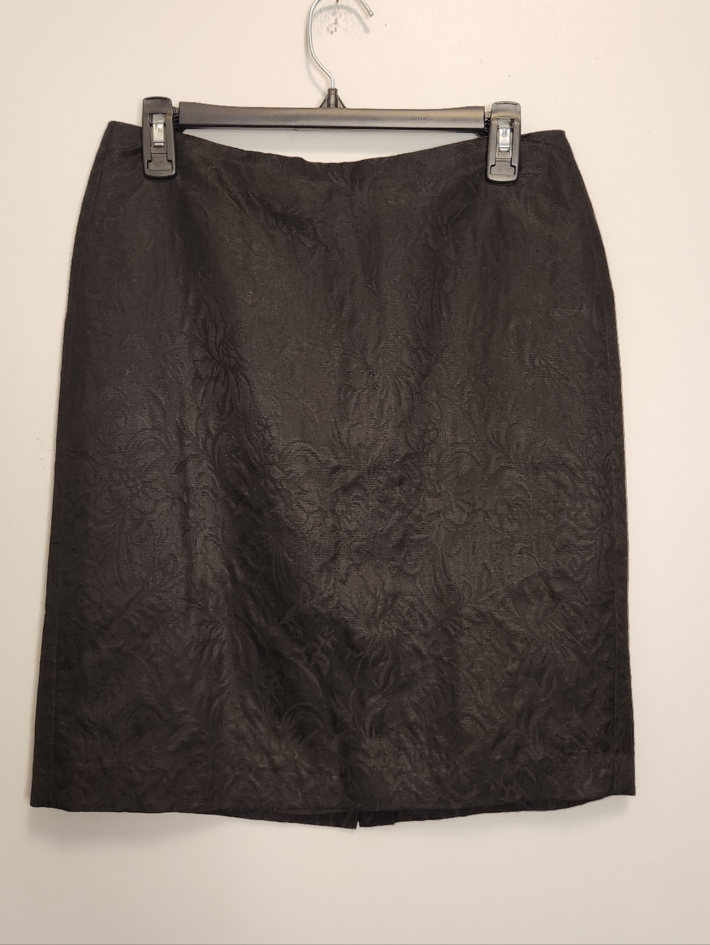 Vintage 80s/90s Albert Nipon Women's Black Jacquard Pencil Skirt Size 4